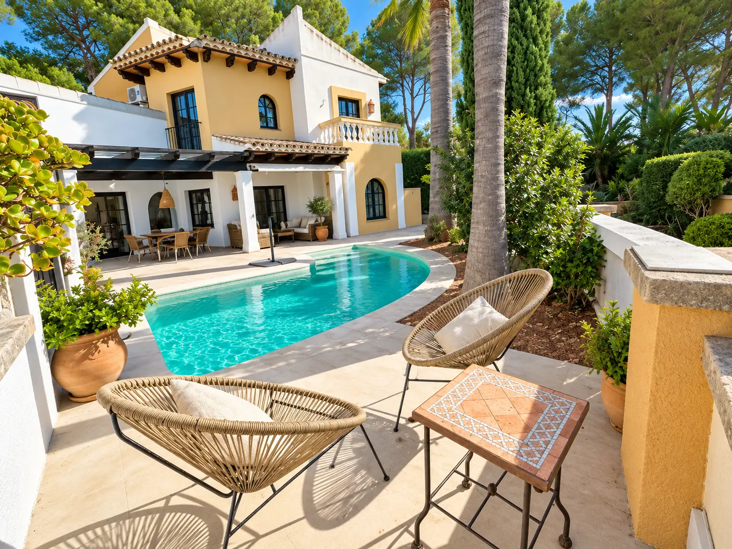 Mediterrane Villa mit Pool und Palmen (1)